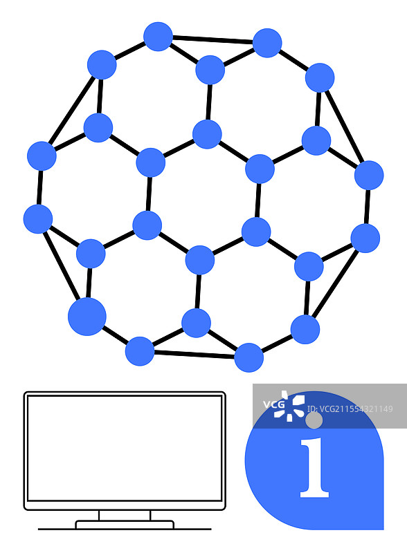 带有计算机显示器的分子结构图片素材