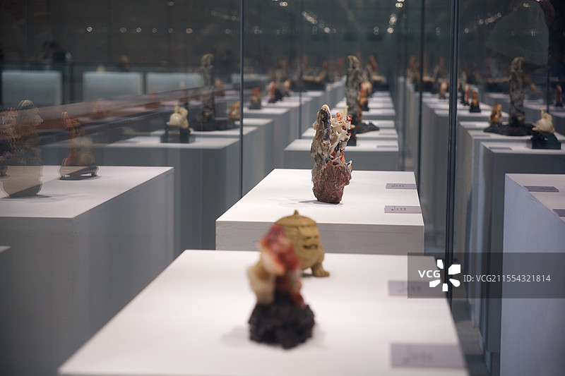 工艺美术馆藏品排列角度的视图图片素材