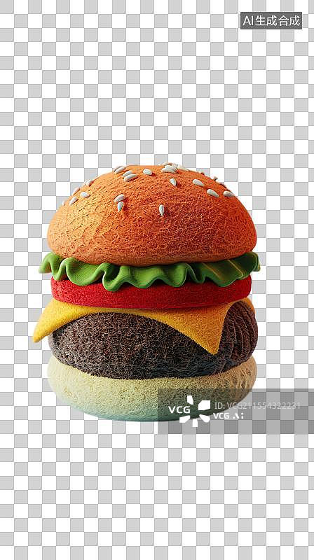 【AI数字艺术】色彩鲜艳的趣味汉堡  毛毡风格的迷你汉堡图片素材