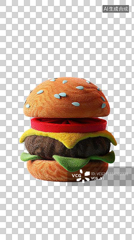 【AI数字艺术】色彩鲜艳的趣味汉堡  毛毡风格的迷你汉堡图片素材