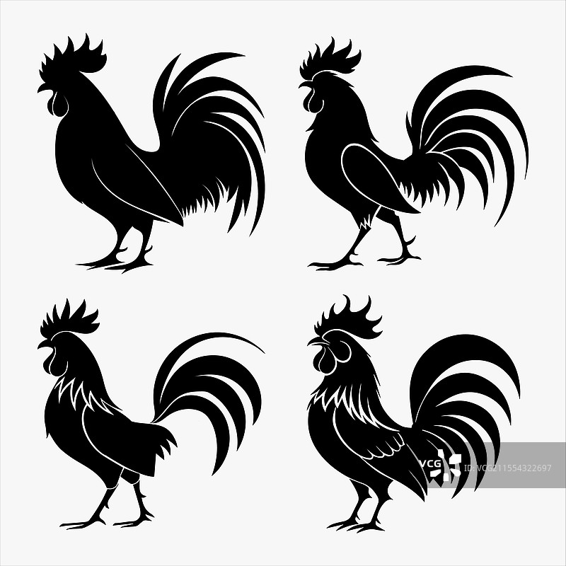 公鸡剪影图片素材
