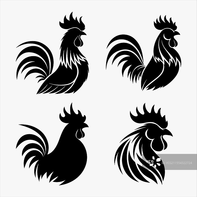 公鸡剪影图片素材