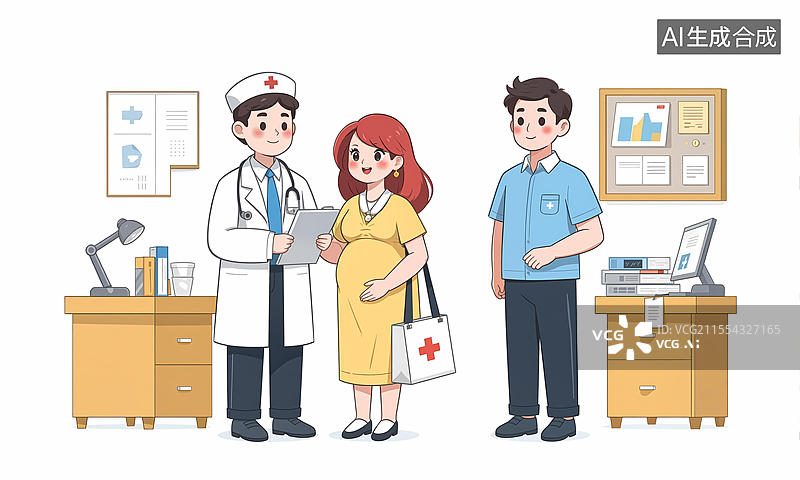 【AI数字艺术】医生记录孕妇资料图片素材