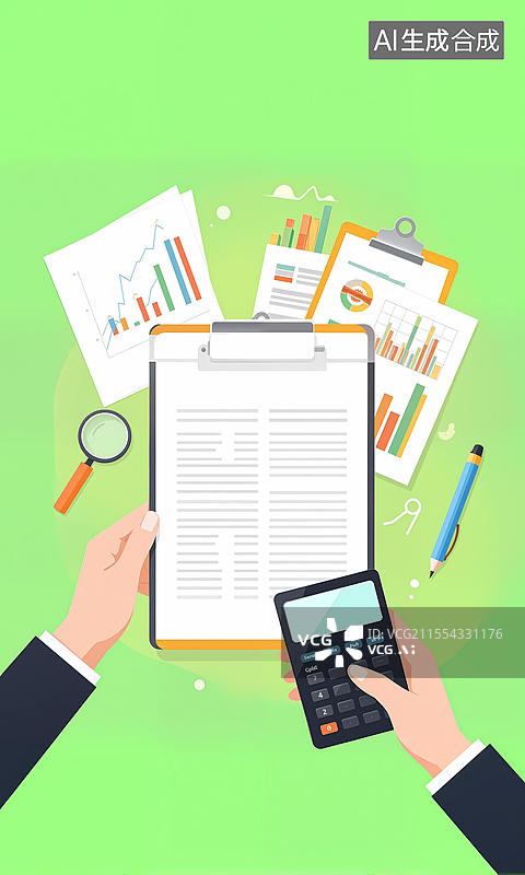 【AI数字艺术】报告和计算表的准备过程图片素材