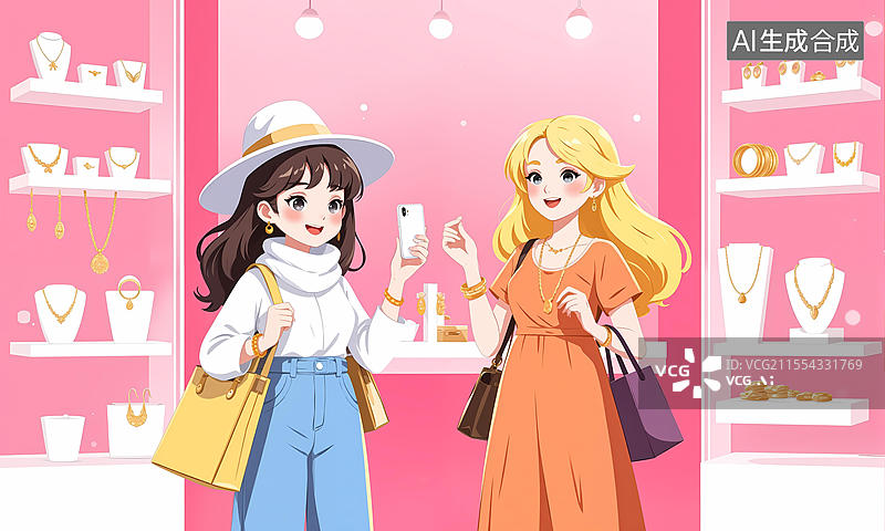 【AI数字艺术】时尚闺蜜自拍图片素材