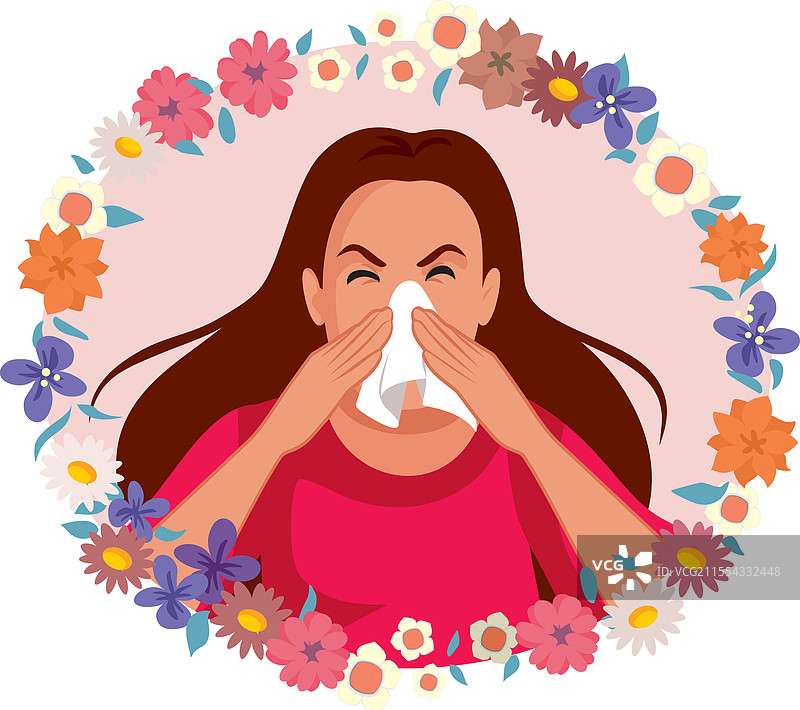 一个因春季过敏而打喷嚏的人图片素材