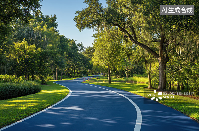 【AI数字艺术】城市绿道公园跑道图片素材