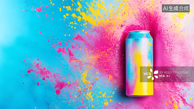 【AI数字艺术】AIGC：飞溅粉末中的易拉罐，青年文化，涂鸦图片素材