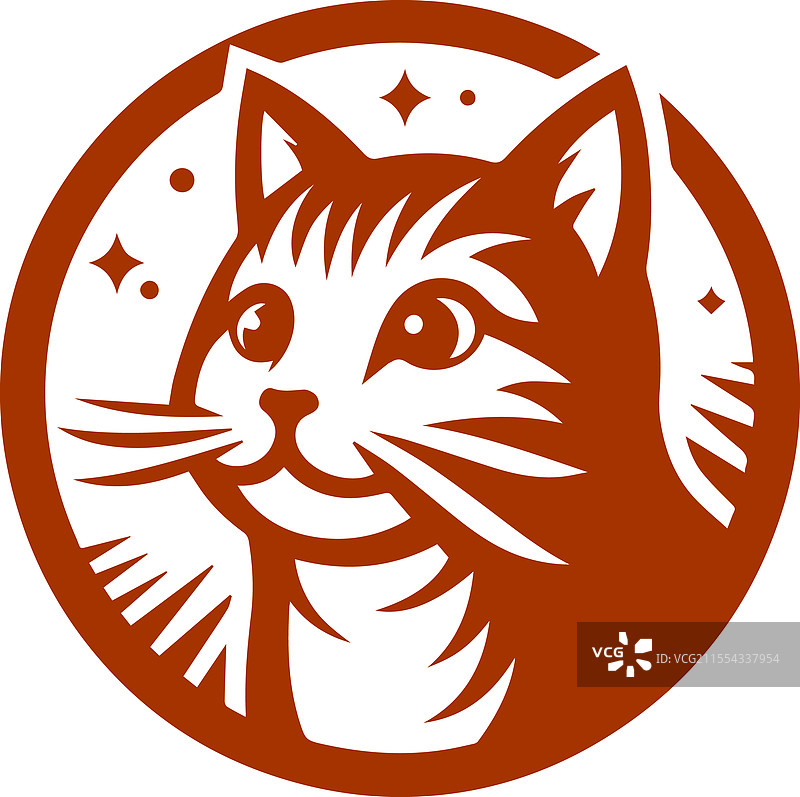 暖红棕色的风格化猫头标志图片素材