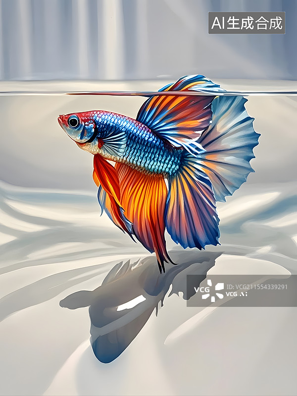 【AI数字艺术】水彩斗鱼图片素材