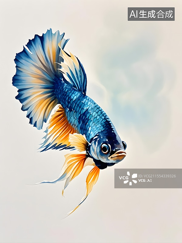 【AI数字艺术】水彩斗鱼图片素材