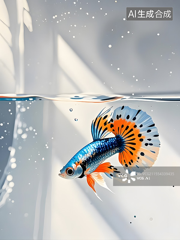 【AI数字艺术】水彩孔雀鱼图片素材