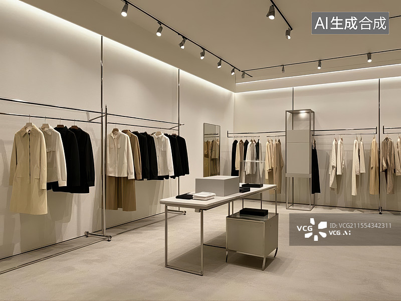 【AI数字艺术】简约时尚的服装展示空间图片素材