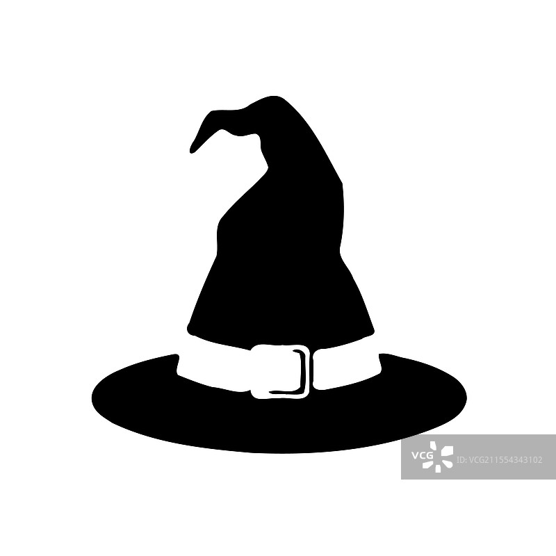 黑色女巫帽，带有白色扣子，孤立展示图片素材