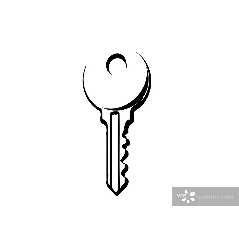 优雅的黑色墨水绘制的钥匙轮廓图片素材