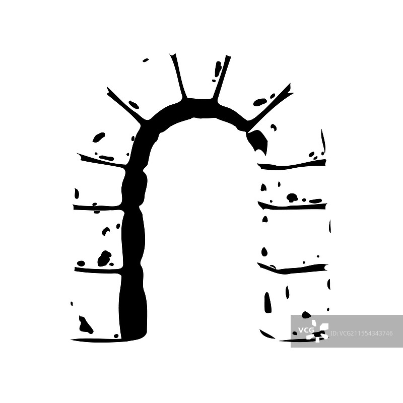 黑色石拱门轮廓图形图片素材