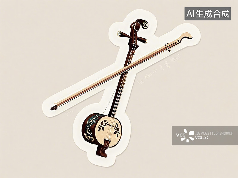 【AI数字艺术】国潮单品贴纸-一把二胡图片素材