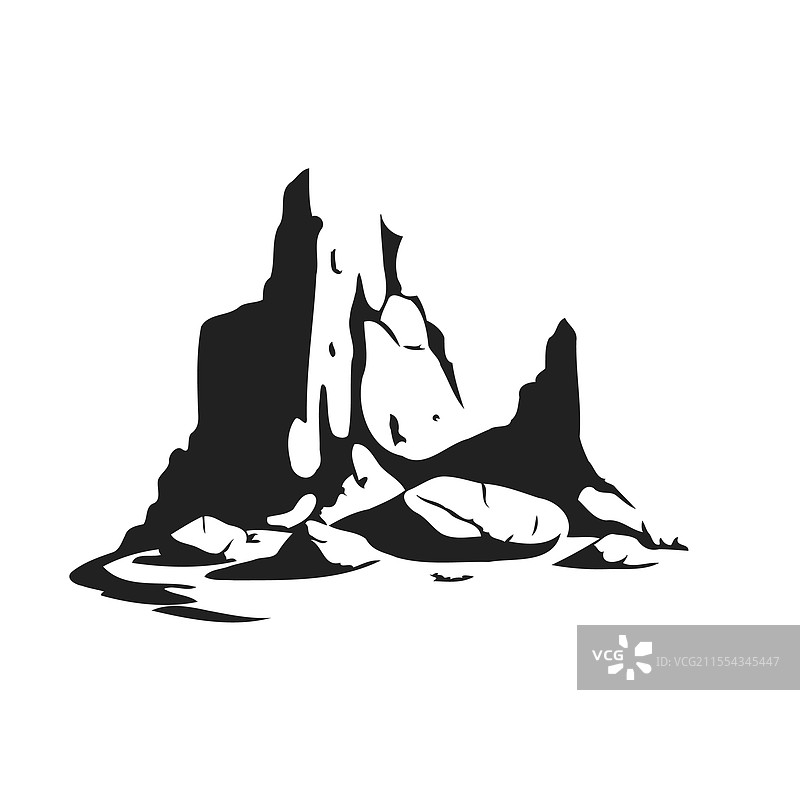 黑色岩石突起轮廓图形设计图片素材