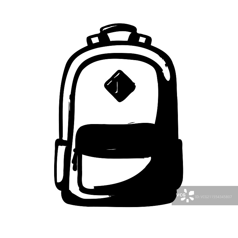 黑白色的背包，采用素描风格图片素材