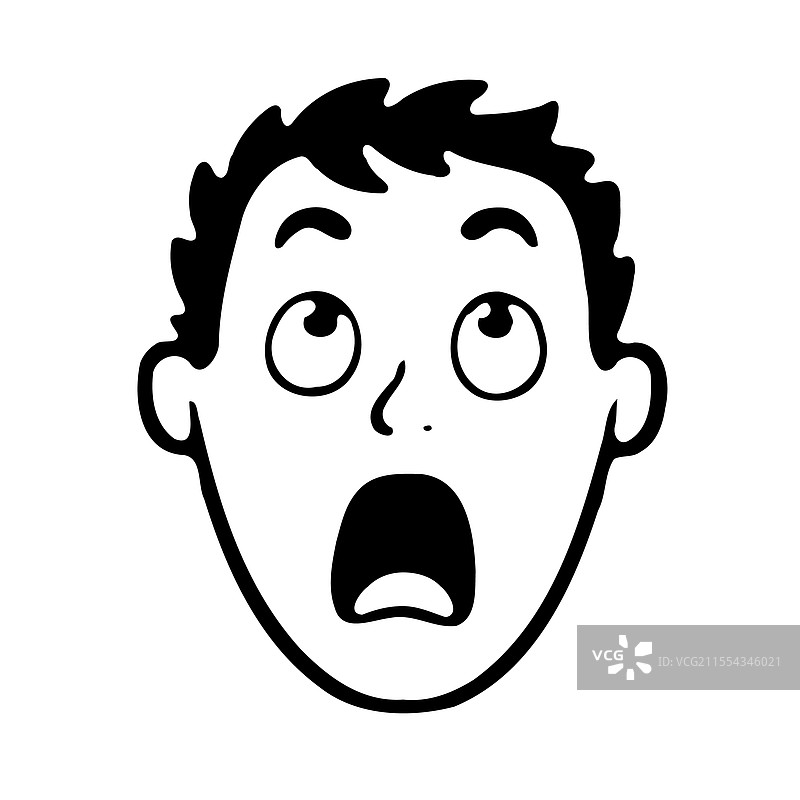 震惊表情图标极简线条画图片素材
