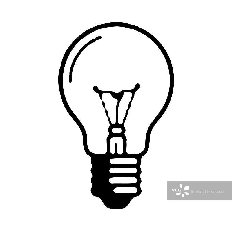 经典的黑白灯泡图标图片素材