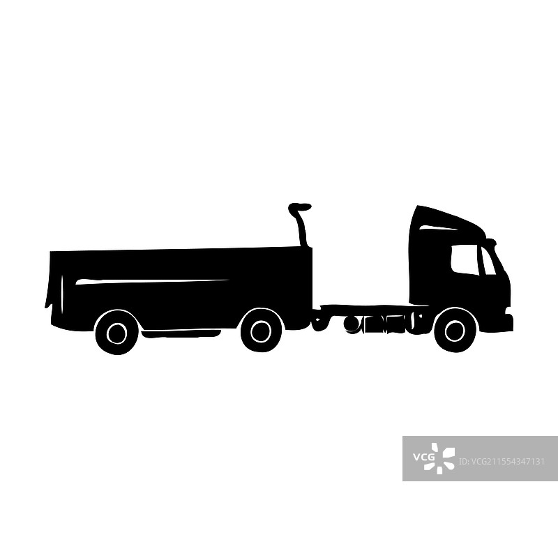 黑色拖车卡车的轮廓图片素材