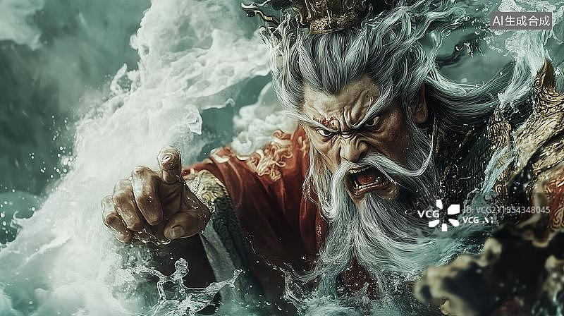 【AI数字艺术】中国古代神话山海经水神共工图片素材