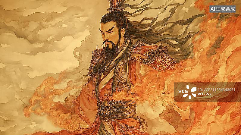 【AI数字艺术】中国古代神话山海经火神祝融图片素材