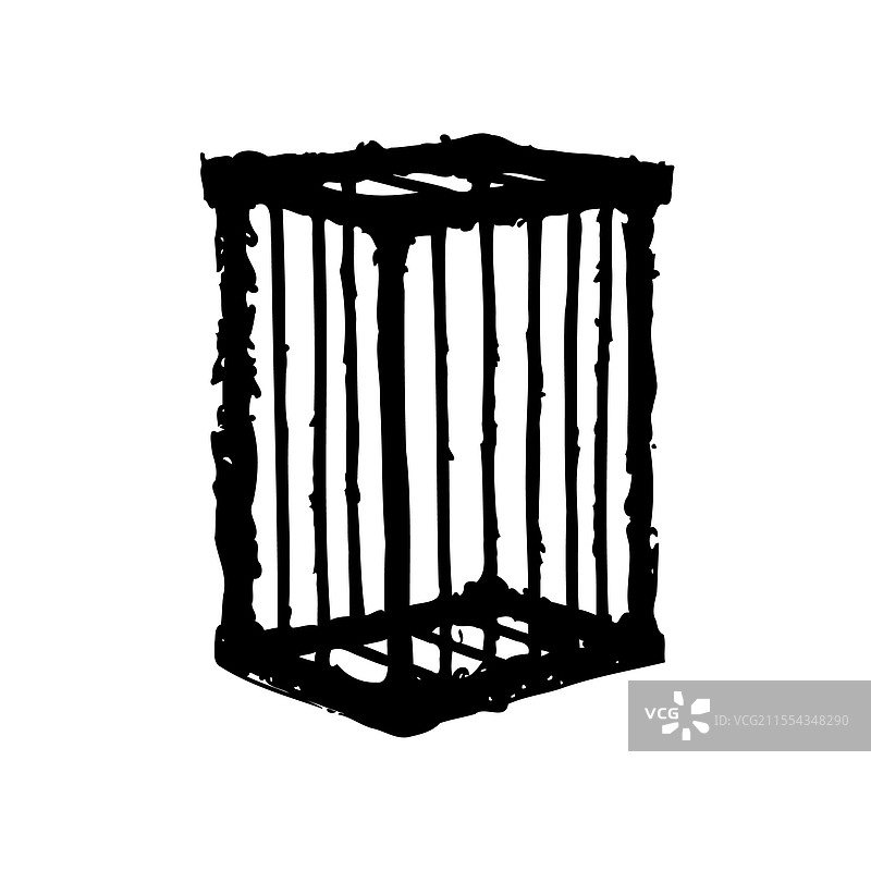白色背景上的黑色墨水笼子素描图片素材