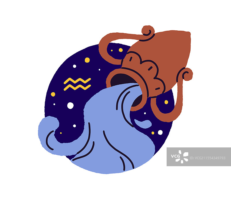 水瓶座星座的圆形头像与星星图片素材