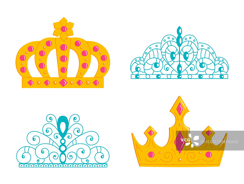 一套不同的头饰和王冠图片素材