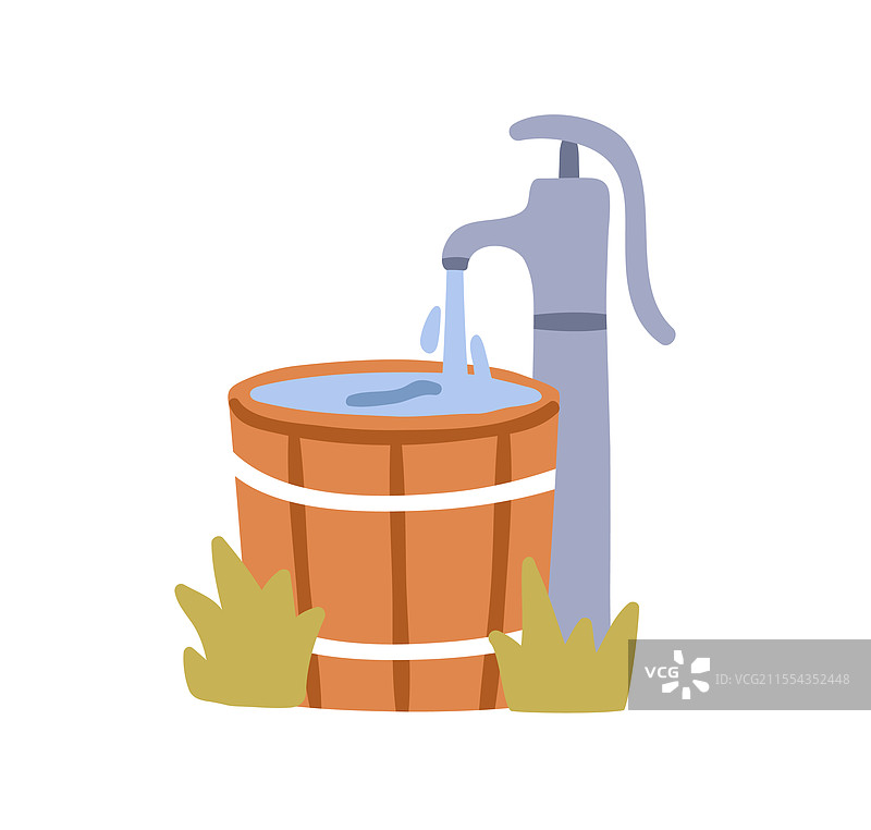 乡村户外的水桶和水泵图片素材