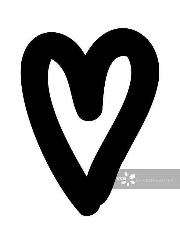 极简主义黑色心形涂鸦，适用于浪漫设计图片素材