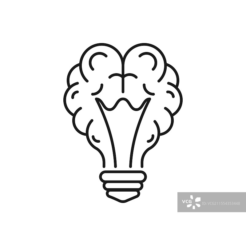 脑部灯泡线条图标图片素材