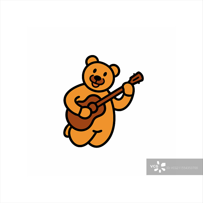 卡通风格的熊在弹奏班卓琴图片素材