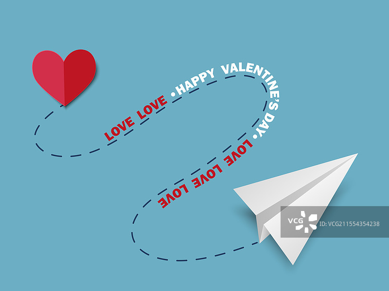 情人节明信片，上面有剪纸红心图片素材