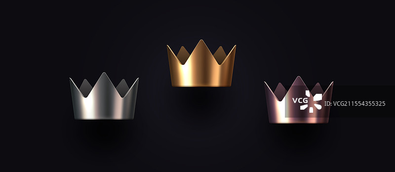 一套3D金属皇冠图片素材