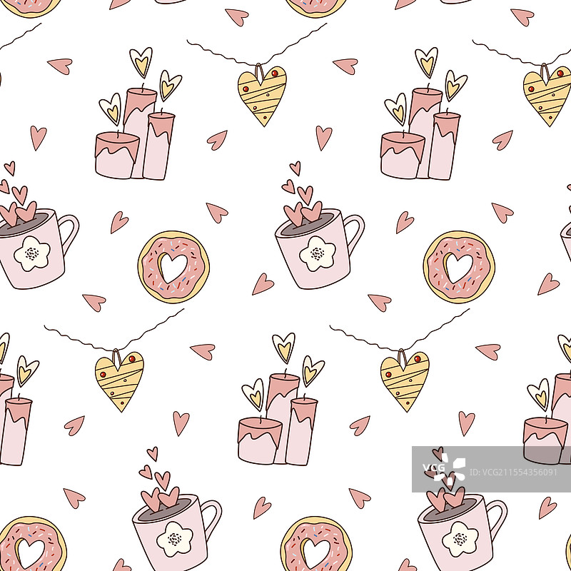 情人节卡通手绘浪漫场景图片素材