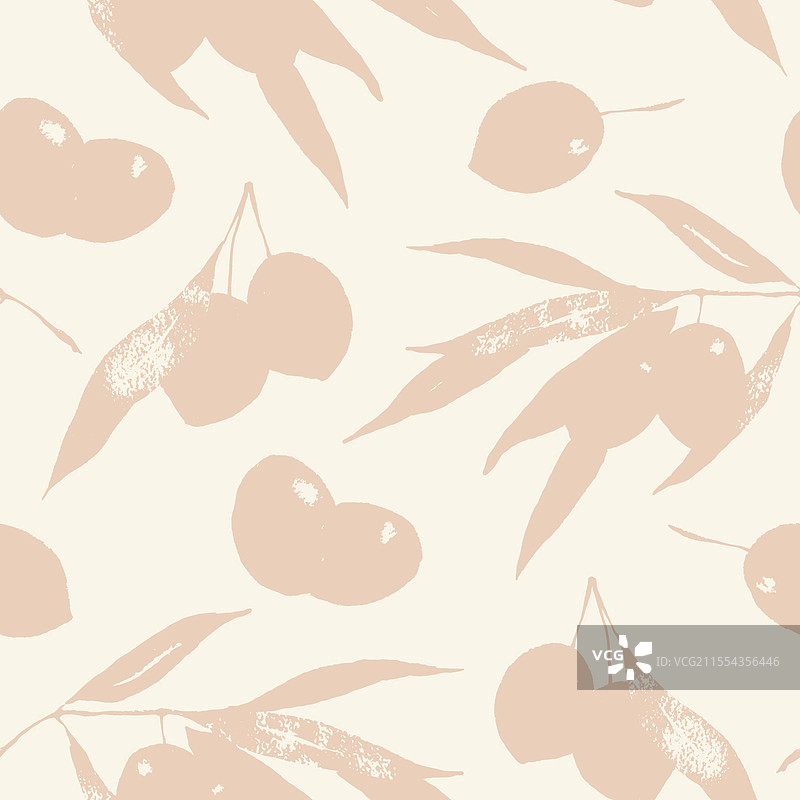 橄榄树枝的橄榄轮廓无缝图案图片素材