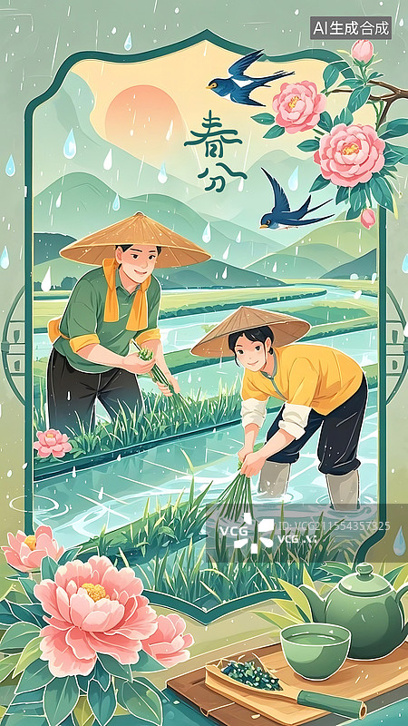 【AI数字艺术】春分海报图片素材