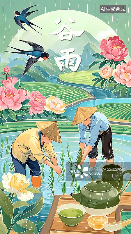 【AI数字艺术】谷雨海报图片素材