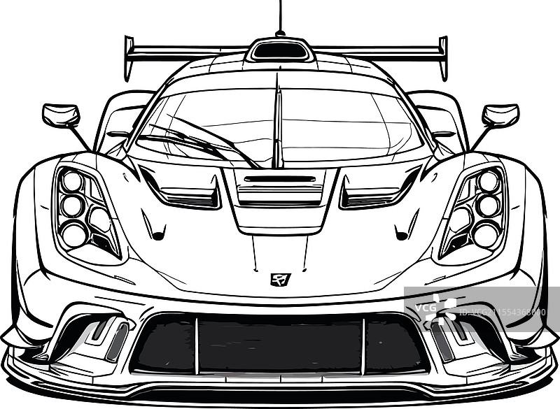 赛车前视线条艺术展示车灯图片素材