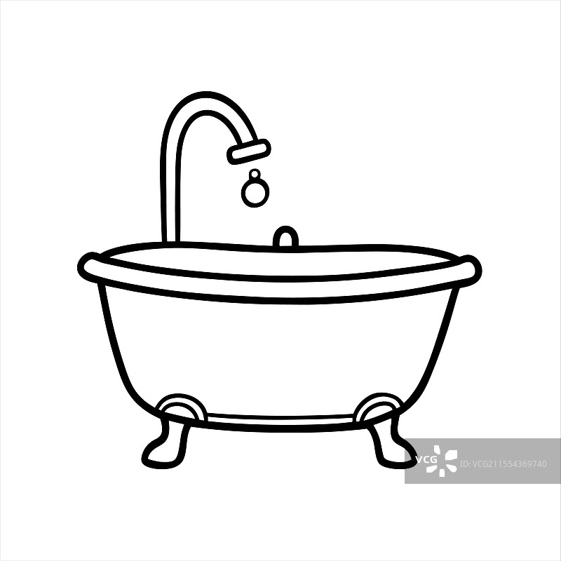 优雅的单色浴缸图标图片素材