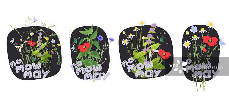无割草五月徽章套装图片素材