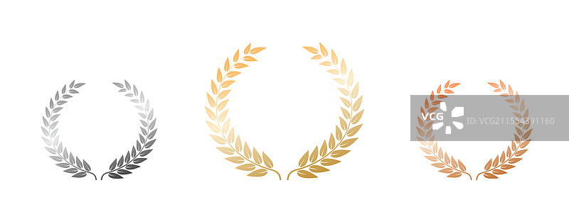 胜利的金银铜月桂冠图标图片素材