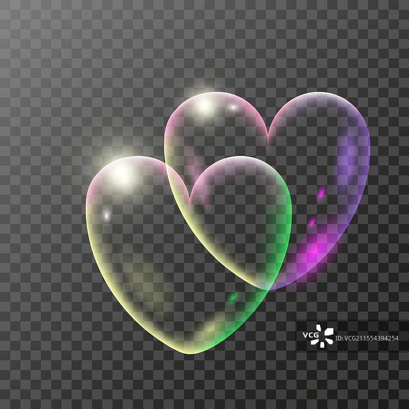 透明的真实心形图案在透明背景上图片素材