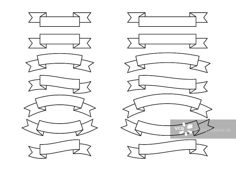 丝带横幅线条艺术丝带轮廓图片素材