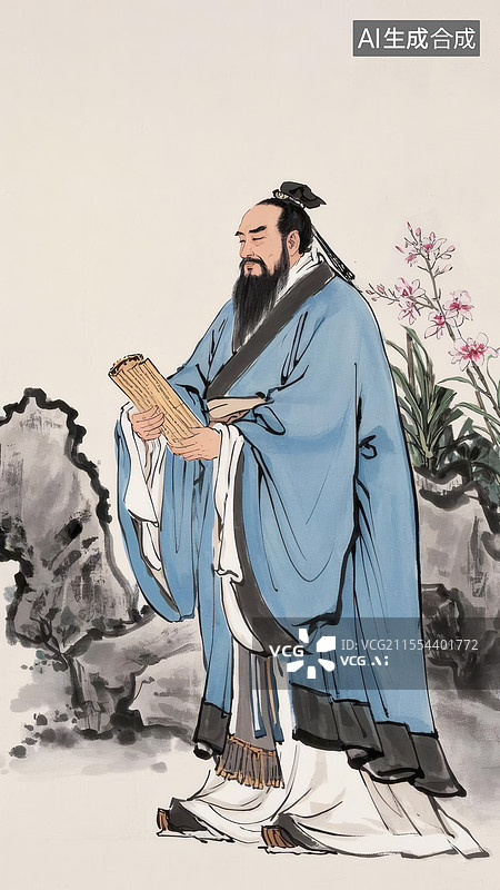 【AI数字艺术】孔子画像图片素材