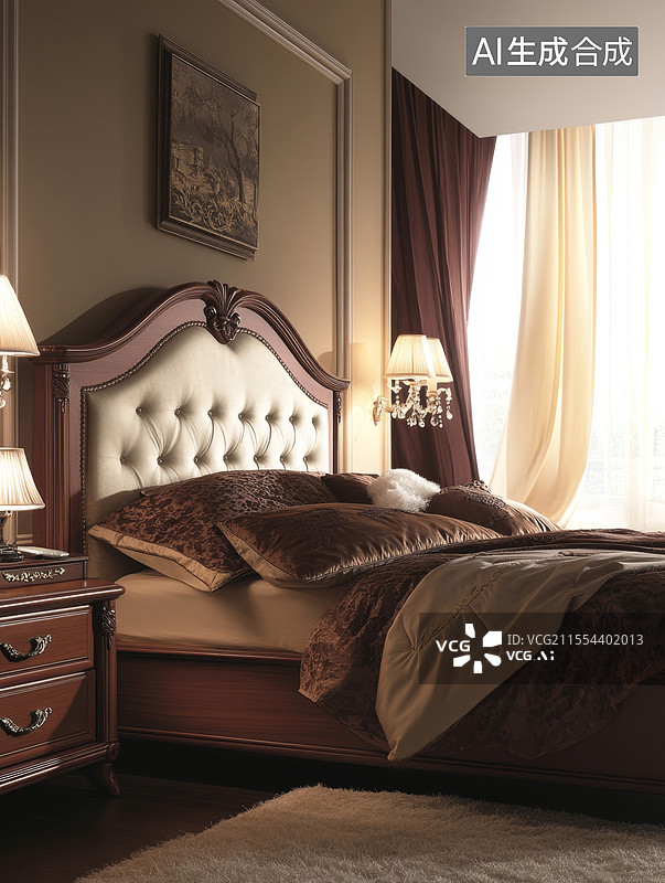 【AI数字艺术】豪华卧室内部装饰图片素材