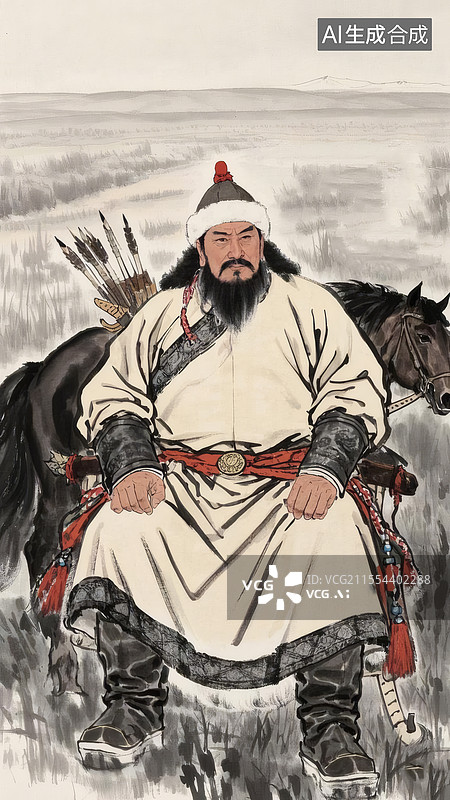 【AI数字艺术】成吉思汗骑射图图片素材